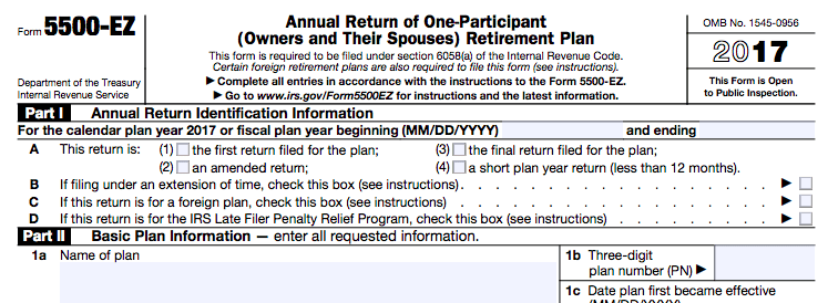 Form 5500-EZ filing