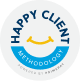 PrimePay's circle Happy Client Methodology icon with yellow smily graphic in center