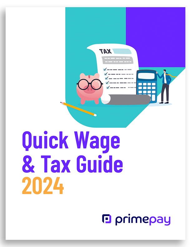 A thumbnail of PrimePay's 2024 Wage & Tax Guide.