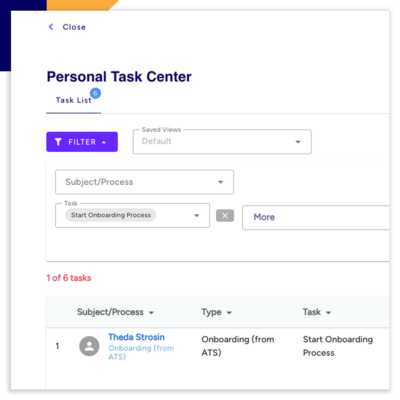 personal task center screenshot for ATS
