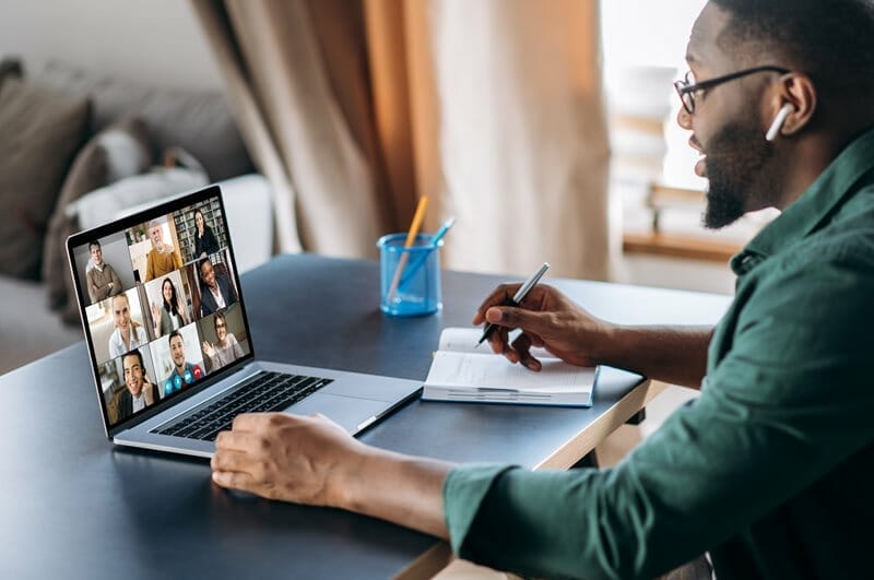 man on a virtual meeting