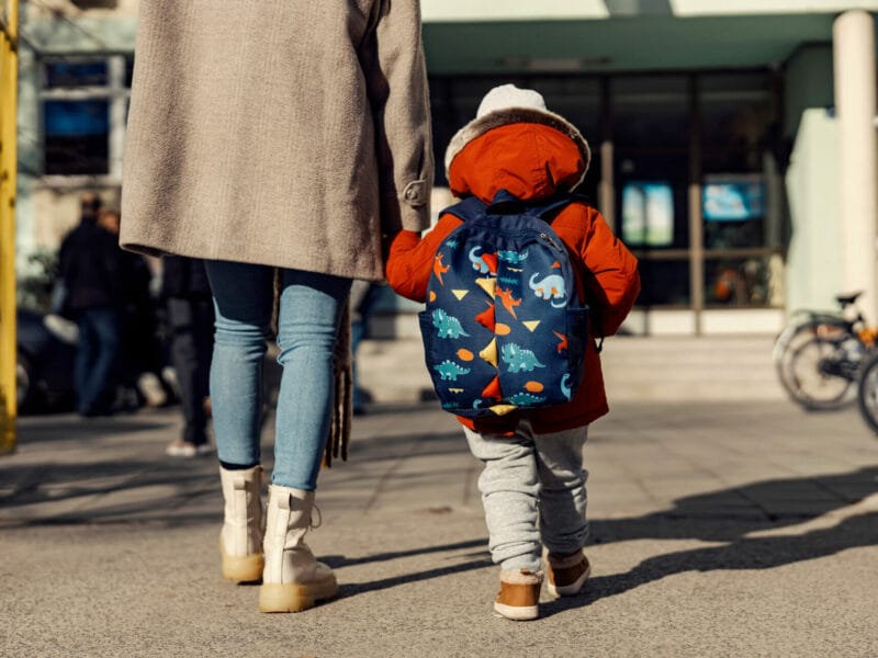 Parent taking child to daycare