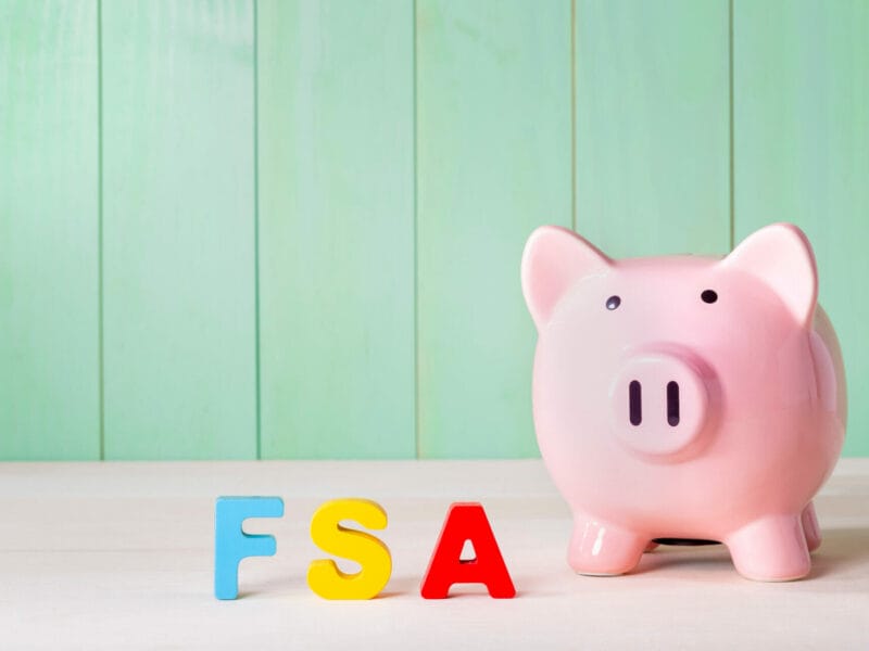 Piggy bank with FSA letters next to it