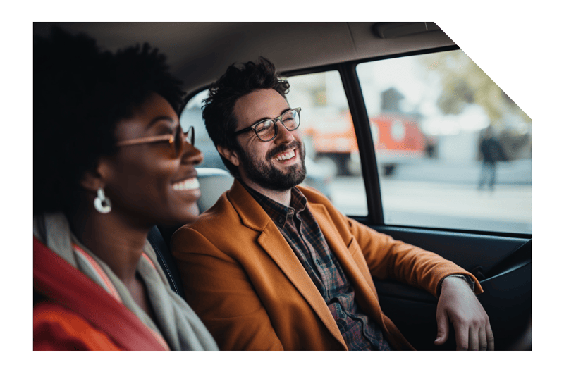 Two employees carpooling to work.