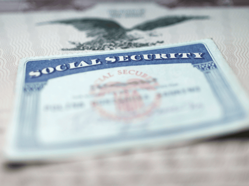 Social Security Card sitting on a desk