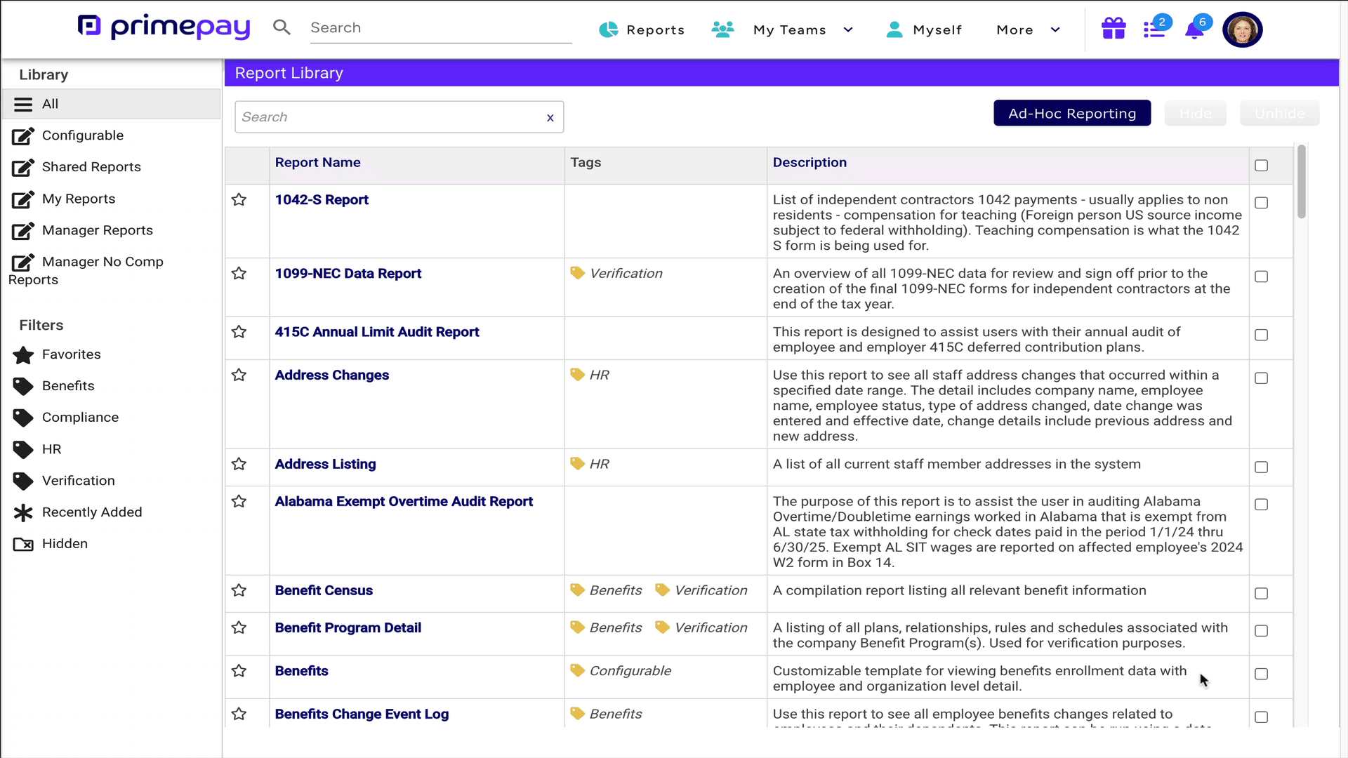 primepay hr reporting feature